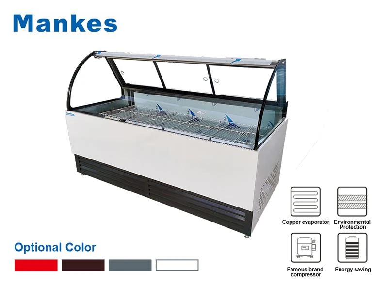 Direct cooling curved glass showcase deli meat cooler