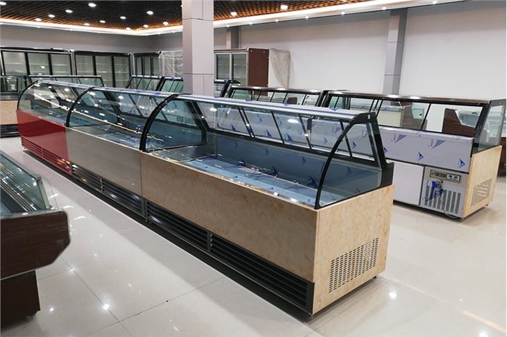 Direct Cooling Curved Glass Showcase Deli Meat Cooler